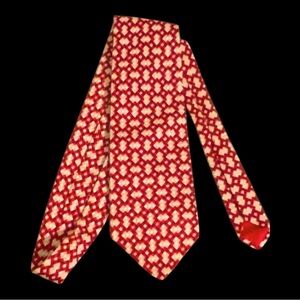 60s MOD Tie Resilio USA Silk Geometric Red & White Diamond Pattern 57.5 x 3.75”